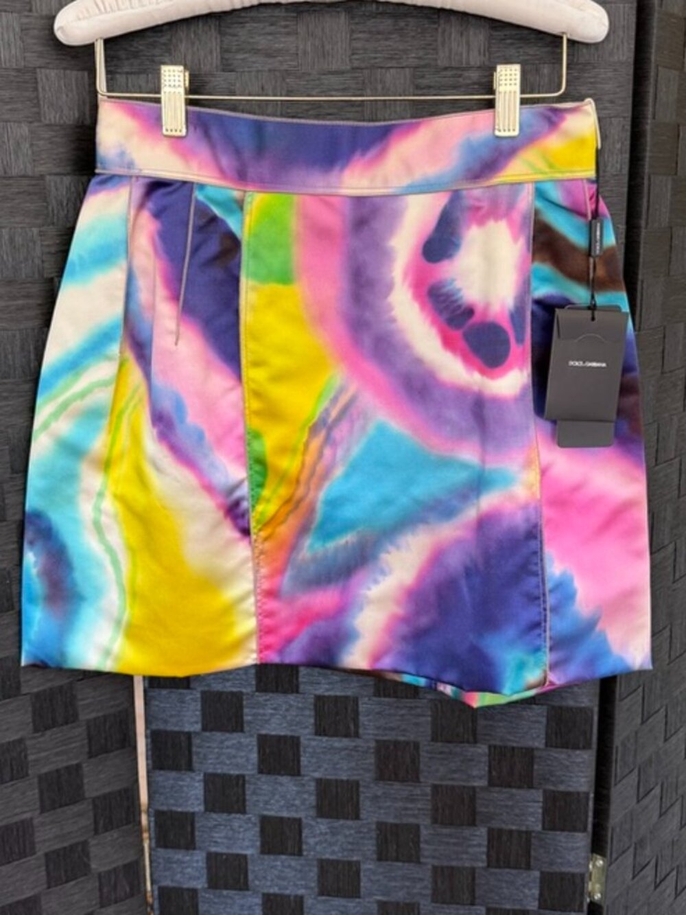 Dolce & Gabbana multi color tie -dye silk mini skirt, size IT44